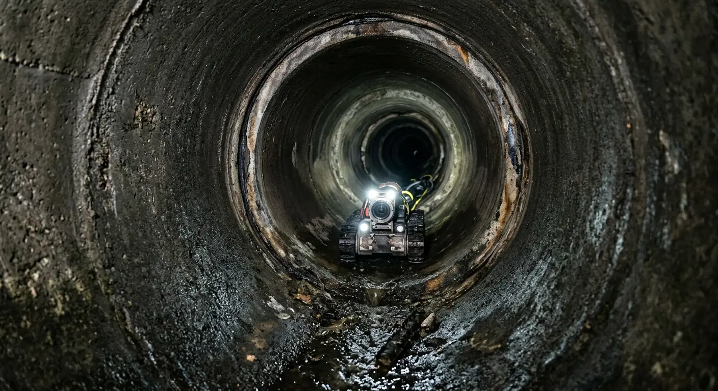 Robotic sewer camera inspecting pipe interior for Sewer Line Repair in Hatfield